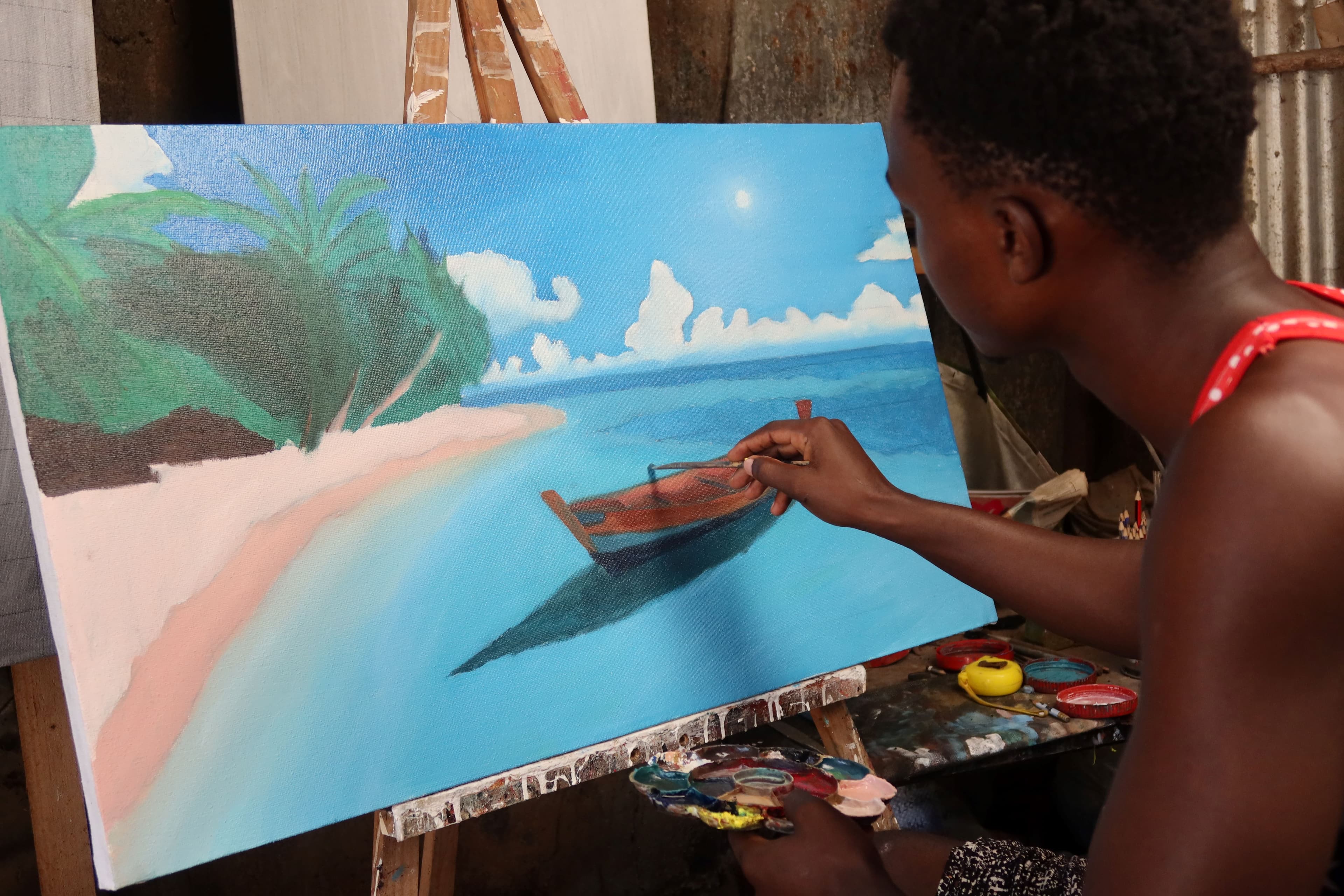 Diani : Traditional Canvas Painting in Diani Beach, Kenya